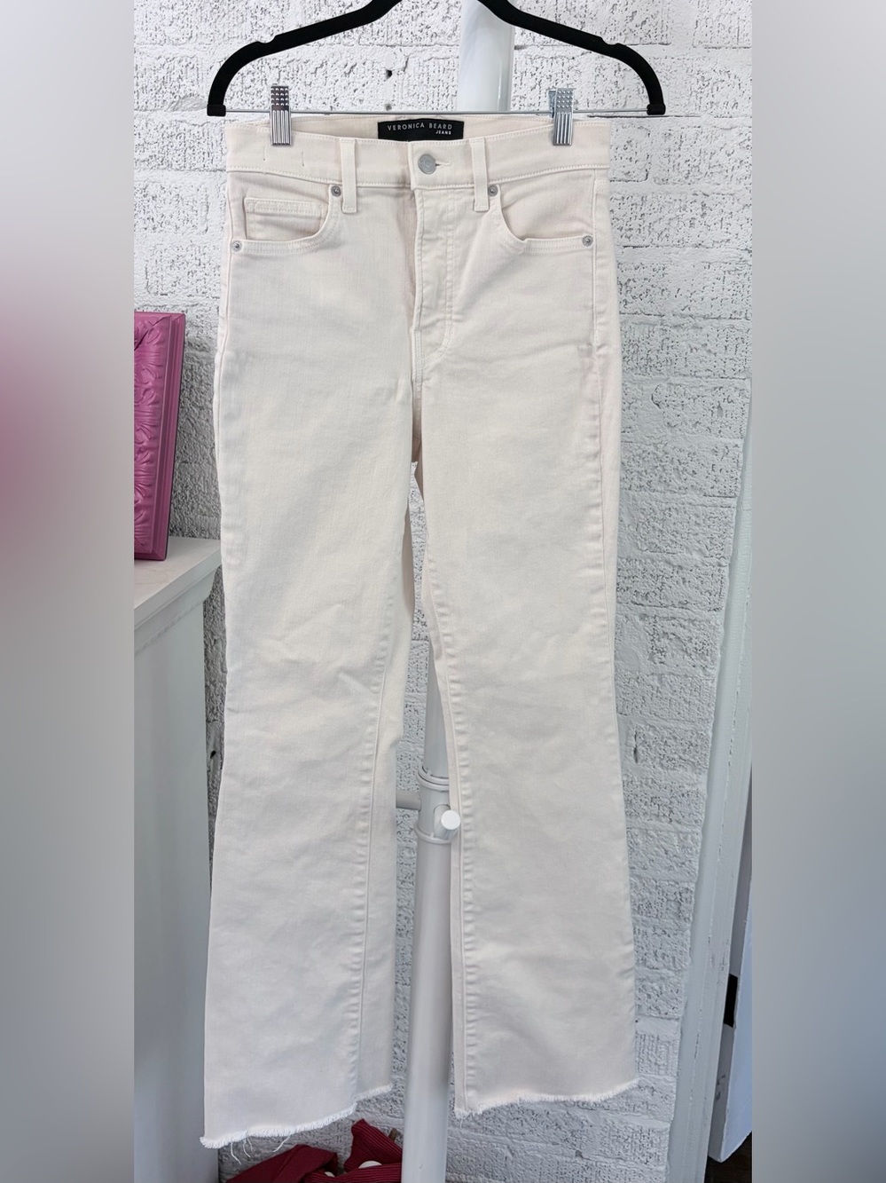 Veronica Beard Ivory Cameron High-Rise Bootcut Jeans - Picture 3 of 8